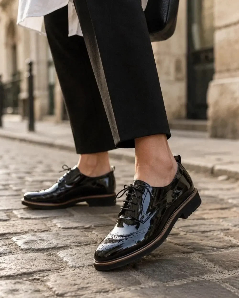 AGL Attilio Giusti Leombruni Patent Leather Derby Oxford Lug Sole Italy 38.5 New